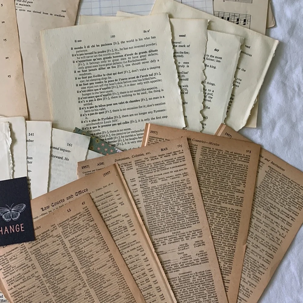 Over 50 vintage book pages for junk journals and paper crafts. Great variety! - Picture 8 of 12